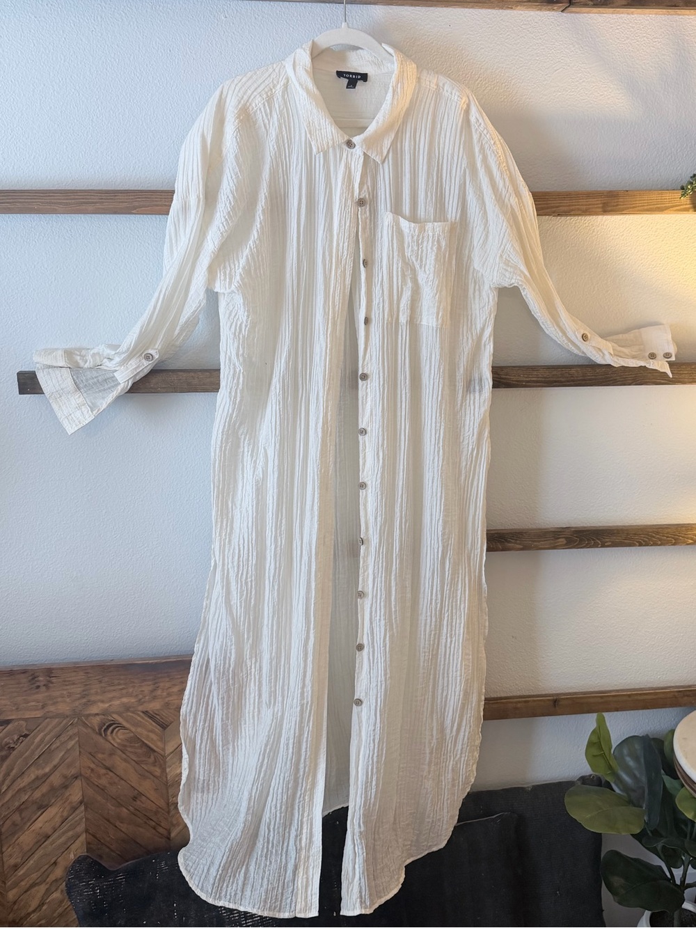 torrid Sheer Button-Front Swim Coverup (White)